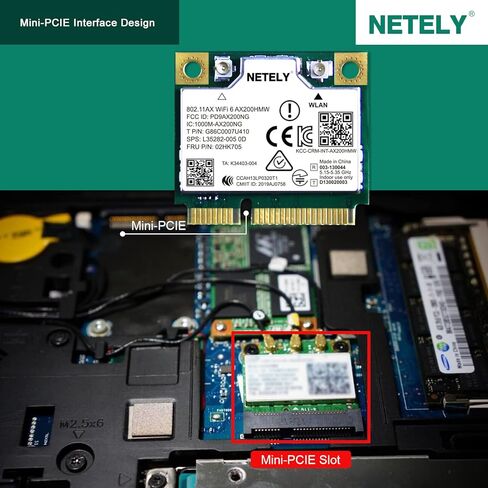 802.11AX WiFi 6E 5400Mbps Mini-PCIE Interface WiFi Adapter with Bluetooth 5.2 for Windows 10 11 64bit PCs, 2.4GHz 574Mbps, 5GHz 2400Mbps, 6GHz 2400Mbps, Intel WiFi 6E AX210 (WiFi 6E AX210HMW) in Kuwait