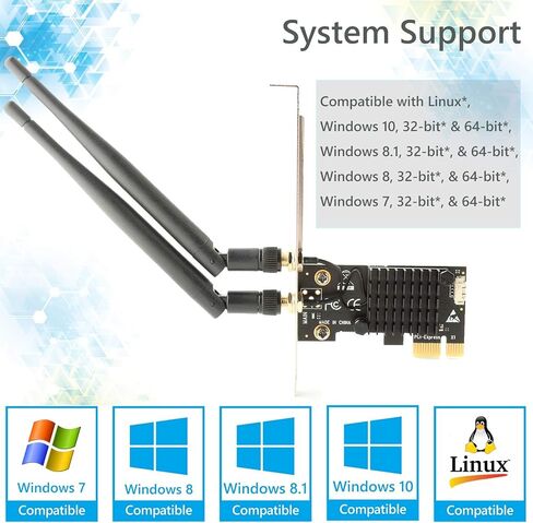 Ubit 11AC1200A PCIe Wireless Card, Up to 1200 Mbit/s, Wireless Dual-Band Gigabit WLAN WiFi Adapter Card, PCIe WiFi Card for Desktop/PC Gaming in Kuwait
