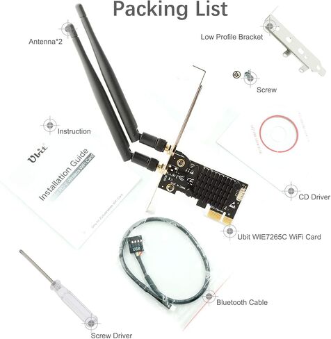 Ubit 11AC1200A PCIe Wireless Card, Up to 1200 Mbit/s, Wireless Dual-Band Gigabit WLAN WiFi Adapter Card, PCIe WiFi Card for Desktop/PC Gaming in Kuwait