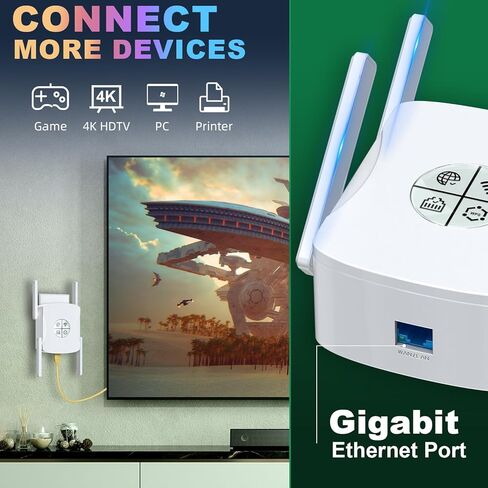Fastest WiFi 6 Extender 1.8Gb/s Signal Booster, 2024 Release Dual Band Internet Repeater and Signal Amplifier for Home, 6X Faster Than Ever Before - 5GHz & 2.4GHz, w/Gigabit Ethernet Port, 1-Tap Setup in Kuwait