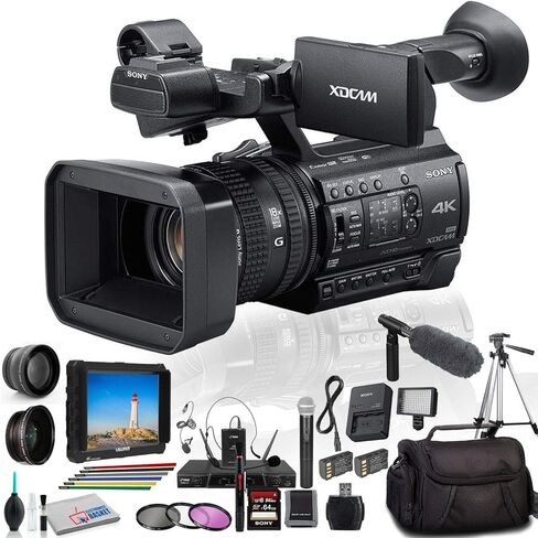 كاميرا فيديو Sony PXW-Z150 4K XDCAM (PXW-Z150) مع بطاريتين إضافيتين، وديوبتر قريبة، وزاوية واسعة، وحقيبة مبطنة، وإضاءة LED، وبطاقة 64 جيجابايت، وحامل ثلاثي القوائم، وشاشة خارجية 4K، وSony ECM-VG1 وأكثر من ذلك بكثير (متجددة) in Kuwait