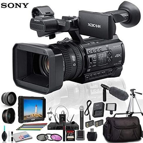 كاميرا فيديو Sony PXW-Z150 4K XDCAM (PXW-Z150) مع بطاريتين إضافيتين، وديوبتر قريبة، وزاوية واسعة، وحقيبة مبطنة، وإضاءة LED، وبطاقة 64 جيجابايت، وحامل ثلاثي القوائم، وشاشة خارجية 4K، وSony ECM-VG1 وأكثر من ذلك بكثير (متجددة) in Kuwait