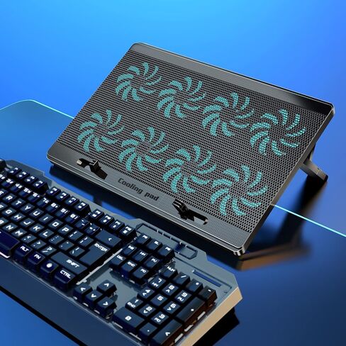 Laptop Cooling Pad with 8 Quite Cooling Fans,Laptop Fan Cooling Pad for 12-17 Inch, Laptop Cooler Stand with 7 Height Adjustable, 2 USB Ports,Wind Speed Adjustable(Black) in Kuwait