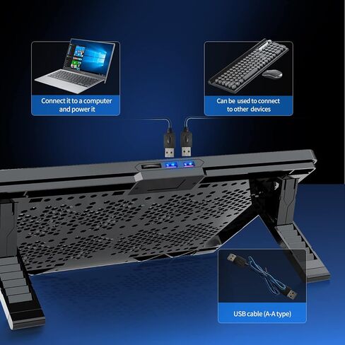 Laptop Cooling Pad with 8 Quite Cooling Fans,Laptop Fan Cooling Pad for 12-17 Inch, Laptop Cooler Stand with 7 Height Adjustable, 2 USB Ports,Wind Speed Adjustable(Black) in Kuwait