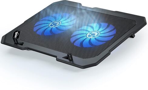 TopMate C302 Laptop Cooling Pad Ultra Slim Notebook Cooler, Laptop Fan Cooling Stand with 2 Quiet Big Fans Blue LED Light, Chill Mat with Built-in USB Cable Plug and Play, for 10-15.6 Inch Laptops in Saudi Arabia