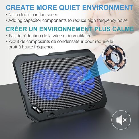 TopMate C302 Laptop Cooling Pad Ultra Slim Notebook Cooler, Laptop Fan Cooling Stand with 2 Quiet Big Fans Blue LED Light, Chill Mat with Built-in USB Cable Plug and Play, for 10-15.6 Inch Laptops in Saudi Arabia