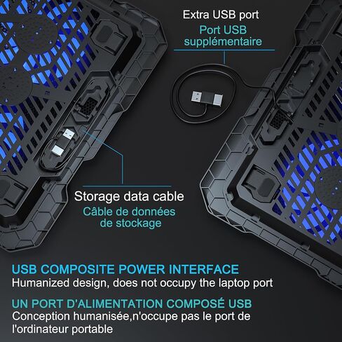 TopMate C302 Laptop Cooling Pad Ultra Slim Notebook Cooler, Laptop Fan Cooling Stand with 2 Quiet Big Fans Blue LED Light, Chill Mat with Built-in USB Cable Plug and Play, for 10-15.6 Inch Laptops in Saudi Arabia