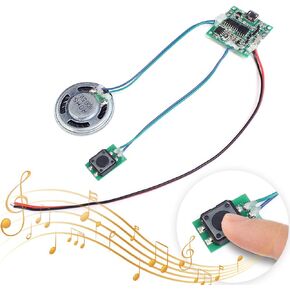Icstation Recordable Sound Module, Button Control Sound Chip 8M MP3 WAV Music Voice Player Programmable Board with Speaker for DIY Birthday Music Box Greeting Card Present