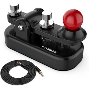 Mini Morse Radio Key CW HAM Send Telegram Double Paddle Morse Code Key with Aluminum Alloy Body Base (Purple)