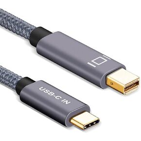 كيبل USB C الى منفذ عرض صغير كيو سي اي اس نوع C الى محول ميني DP 4K بطول 6.6 قدم، سلك ثاندربولت 3 متوافق مع ماك بوك برو 2018 وايباد برو واي ماك 2019 وسيرفس بوك 2 وجالكسي اس 10/اس 9 والمزيد in Kuwait