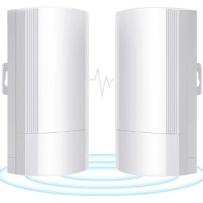 Fretech Wireless Bridge Set 900Mpbs 5.8G WiFi Outdoor CPE Point to Point Long Range up to 2-3KM CPE200 with 12dBi High-Gain Antenna，24V PoE Power, IP65 Waterproof,2-Pack, White