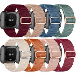 8 Pack Elastic Bands Compatible with Fitbit Versa 2/Versa for Women Men, Adjustable Nylon Braided Strap Solo Loop Sport Replacement Wristband in Saudi Arabia