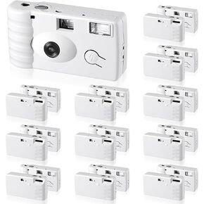 Treela 12 Pack of Disposable Cameras for Wedding Bulk Single Use Flash 35mm 17 Film 400 ISO Film Camera for Birthday Concert Travel Anniversary Party Supply Vacation Gift (White,Classic)