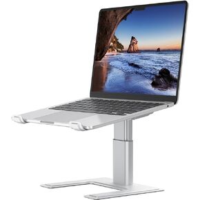 حامل لاب توب للمكتب من ايرجوبولو، حامل كمبيوتر بارتفاع قابل للتعديل، حامل مريح للابتوب والنوت بوك، حامل معدني من الالومنيوم متوافق مع نوت بوك 10 الى 15.6 انش، فضي in Kuwait