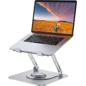 Laptop Stand for Desk, Adjustable Computer Stand with 360° Rotating Base, Ergonomic Laptop Riser for Collaborative Work, Foldable & Portable Laptop Stand, fits for All 10-16" Laptops