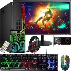 كمبيوتر Dell Gaming OptiPlex Desktop RGB، Intel Core i7، GeForce GT 1030 2GB GDDR5، 16GB RAM، 512GB SSD، شاشة HDMI 24 بوصة، لوحة مفاتيح وماوس وسماعة، WiFi، Windows 10 Pro (متجدد) in Kuwait