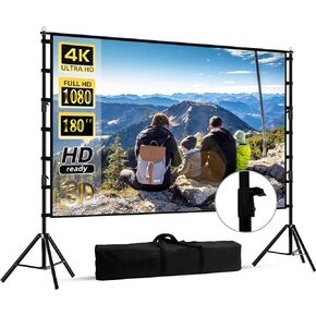 150"-Projector-Screen-with-Stand,HUANYINGBJB Outdoor Projection Screen, Portable 16:9 4K HD Rear Front Movie Screen with Carry Bag for Theater Backyard Movie Night,Cinema School, Churches, Parties in Saudi Arabia