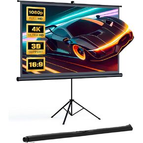 Projector Screen with Stand, 100 inch Projector Screen 4K HD with Wrinkle-Free Design, Indoor Outdoor for Backyard Movie Night, Office Presentation(1.1Gain, 16:9, 160°Viewing Angle&Carry Bag) in Kuwait