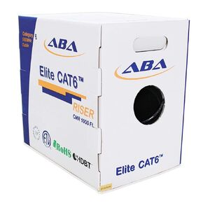 Cat6 Riser (CMR), Ethernet Cable 1000ft, White, No Spline, Unshielded Twisted Pair (UTP) 23AWG, Solid Pure Bare Copper, 550MHz, UL Certified, Easy to Pull (Reelex II) Box, Bulk Networking LAN Cable
