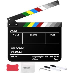 طقم لوحة كلابر لمخرجي أفلام الأكريليك من NEEWER، لوح بلاستيكي لمسرح الأفلام مقاس 12 × 10 بوصة مع ممحاة مغناطيسية، قلمين مائيين، قطعة قماش للتنظيف ومفتاح سداسي على شكل حرف L (أبيض) in Kuwait