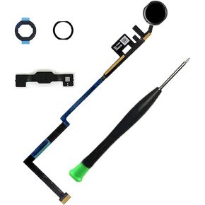 T Phael Black Home Button Replacement Compatible with iPad 5 5th Gen 2017 (A1822 A1823) and iPad 6 6th Gen 2018 (A1893 A1954) 9.7" Incl Flex Cable Connector and Screwdriver