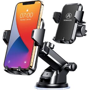 VANMASS 2024 BEST Car Phone Holder [Upgraded Durable & Stable] Cell Phone Car Mount for Dashboard Windshield Vent, Suction Phone Stand Automobile Cradles for iPhone 15 Pro Max 14 13 12 11 XR Android