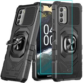 حافظة لهاتف Nokia G310 5G مع واقي شاشة، حافظة هاتف Nokia G310 حماية شديدة التحمل لكامل الجسم، ظهر PC بلوري ناعم من مادة TPU ممتص للصدمات من الدرجة العسكرية غطاء هاتف مقاوم للصدمات لهاتف Nokia G310 أسود