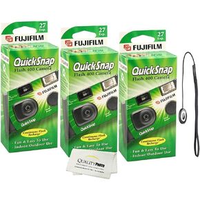 كاميرا Fujifilm QuickSnap Flash 400 مقاس 35 مم للاستعمال مرة واحدة (عبوة واحدة) حزام يد إضافي + قطعة قماش من الألياف الدقيقة عالية الجودة in Kuwait