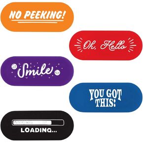 Cheersville! 5pk Web Cam Privacy Cover Mophead with Screen Cleaner, Desk Accessories Assorted Colors. Fits PC, MacBook, Cell Phone -Privacy Appreciation Gifts