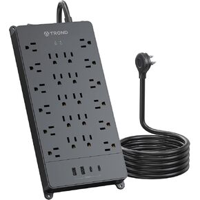 TROND Surge Protector Power Strip with USB C Ports, 5ft Extension Cord with Multiple Outlets, 22 AC Outlets and 4 USB Ports, 4000J, Flat Plug, Heavy Duty, Wall Mount, Under Desk, ETL Listed, Black in Saudi Arabia