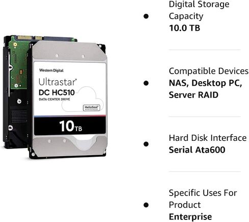 HGST Ultrastar He10 | HUH721010ALE600 (0F27452) | Power Disable | 10TB SATA 6.0Gb/s 7200 RPM 256MB Cache 3.5in HDD | 512e | Enterprise Hard Drive (Renewed) in Saudi Arabia