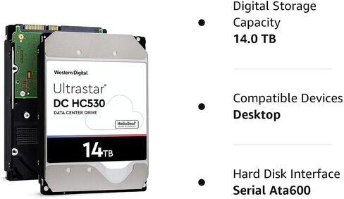 HGST WD Ultrastar DC HC530 14TB SATA 6Gb/s 3.5-Inch Data Center HDD - WUH721414ALE604 0F31152 (Renewed) in Saudi Arabia
