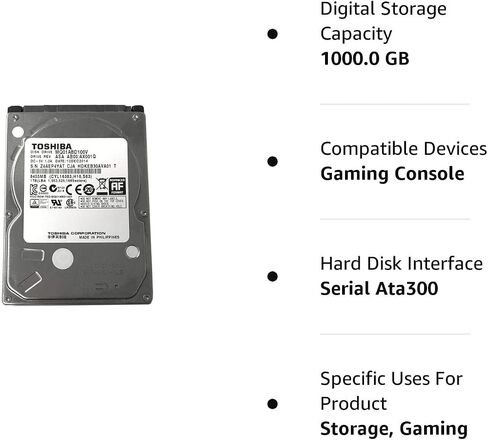 Toshiba 1TB 5400RPM 8MB Cache SATA 3.0Gb/s 2.5 inch PS3/PS4 Hard Drive - 3 Year Warranty in Saudi Arabia