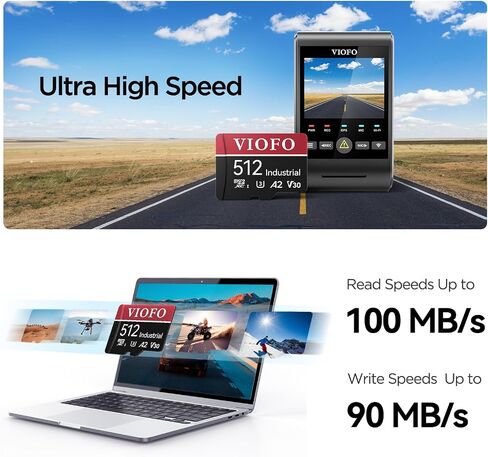بطاقة VIOFO 256GB microSD من الدرجة الصناعية، بطاقة ذاكرة U3 A2 V30 عالية السرعة مع محول، تدعم تسجيل فيديو Ultra HD 4K in Saudi Arabia
