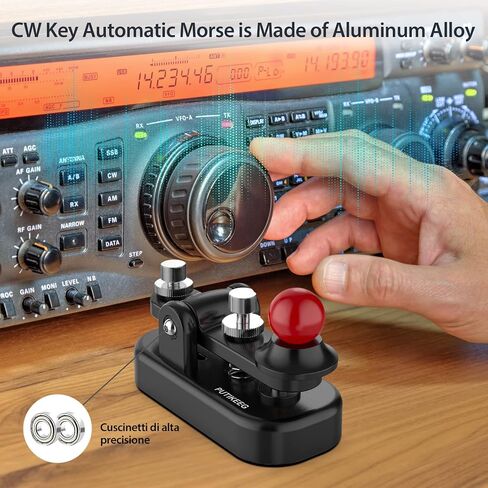Mini Morse Radio Key CW HAM Send Telegram Double Paddle Morse Code Key with Aluminum Alloy Body Base Blue(S) in Kuwait