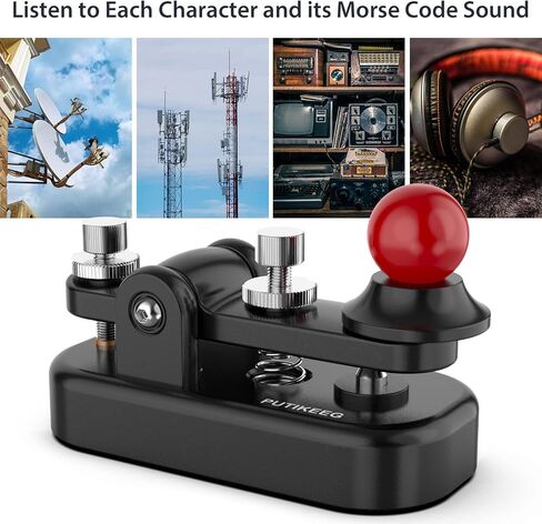 Mini Morse Radio Key CW HAM Send Telegram Double Paddle Morse Code Key with Aluminum Alloy Body Base Blue(S) in Kuwait
