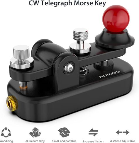 Mini Morse Radio Key CW HAM Send Telegram Double Paddle Morse Code Key with Aluminum Alloy Body Base Blue(S) in Kuwait