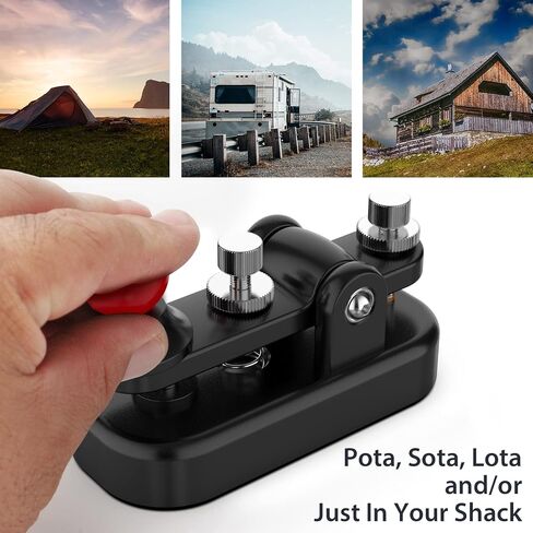 Mini Morse Radio Key CW HAM Send Telegram Double Paddle Morse Code Key with Aluminum Alloy Body Base Blue(S) in Kuwait