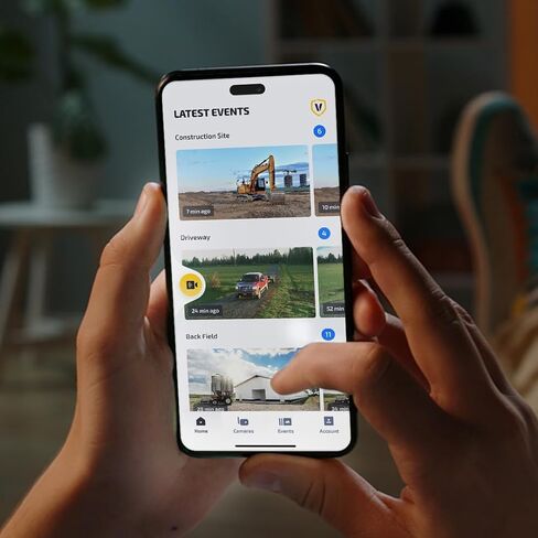كاميرا مراقبة خارجية Vosker V300 Ultimate 4G-LTE | بنك الطاقة الشمسية الخارجي عالي السعة 15,000 مللي أمبير في الساعة | بطاقة SIM متضمنة | لا حاجة لشبكة Wi-Fi | بث مباشر in Kuwait