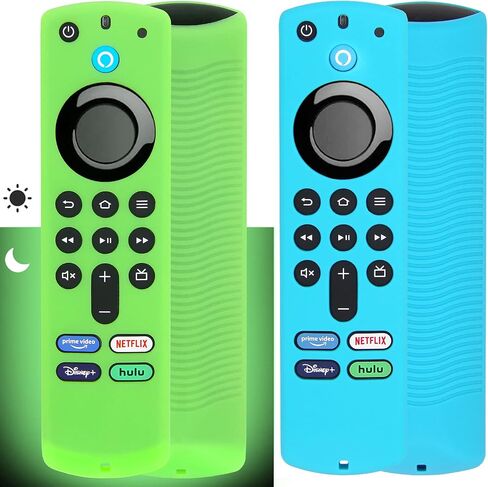[عبوتان] حافظة غطاء جهاز التحكم عن بعد Pinowu متوافقة مع Firestick 4K Max Alexa Voice Remote الجيل الثالث، حافظة سيليكون مضادة للانزلاق مع حبل (أخضر متوهج وأحمر غير متوهج)... in Kuwait
