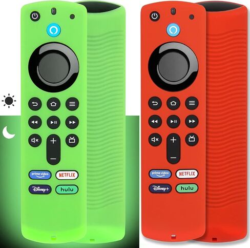 [عبوتان] حافظة غطاء جهاز التحكم عن بعد Pinowu متوافقة مع Firestick 4K Max Alexa Voice Remote الجيل الثالث، حافظة سيليكون مضادة للانزلاق مع حبل (أخضر متوهج وأحمر غير متوهج)... in Kuwait