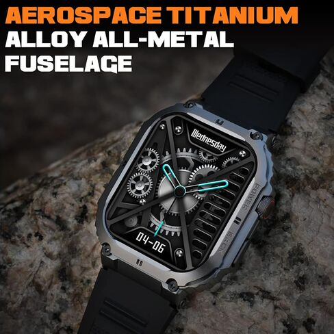 ساعة ذكية KACLUT، ساعة ذكية عسكرية متينة مقاومة للماء 100 متر مع مكالمة بلوتوث (الرد/الاتصال الهاتفي) شاشة Utral كبيرة عالية الدقة مقاس 2 بوصة، عمر بطارية طويل جدًا 70 يومًا، أكثر من 100 وضع رياضي لتتبع اللياقة البدنية in Kuwait