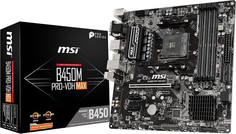 MSI ProSeries AMD Ryzen 2ND and 3rd Gen AM4 M.2 SATA 6Gb/s USB 3 DDR4 D-Sub DVI HDMI Micro-ATX Motherboard (B450M PRO-VDH Max) in Kuwait