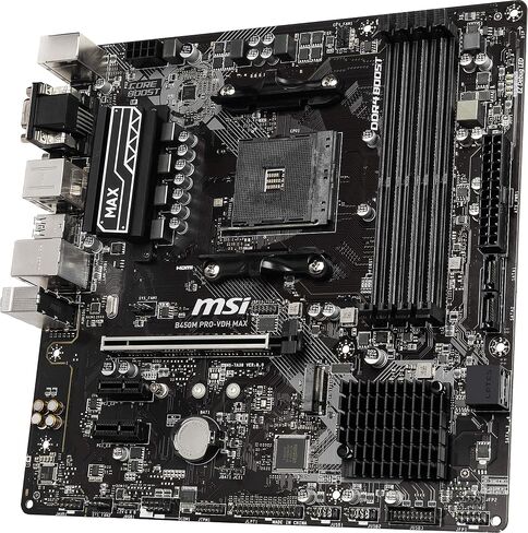 MSI ProSeries AMD Ryzen 2ND and 3rd Gen AM4 M.2 SATA 6Gb/s USB 3 DDR4 D-Sub DVI HDMI Micro-ATX Motherboard (B450M PRO-VDH Max) in Kuwait