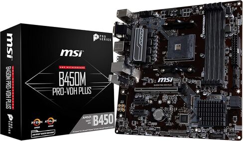 MSI ProSeries AMD Ryzen 1st and 2ND Gen AM4 M.2 USB 3 DDR4 D-Sub DVI HDMI Micro-ATX Motherboard (B450M PRO-VDH Plus) in Saudi Arabia