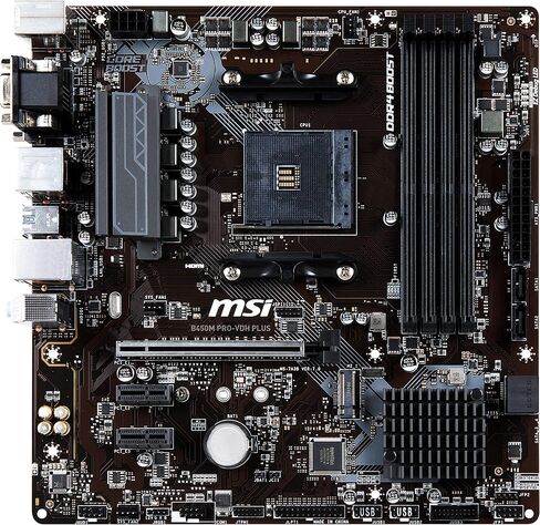MSI ProSeries AMD Ryzen 1st and 2ND Gen AM4 M.2 USB 3 DDR4 D-Sub DVI HDMI Micro-ATX Motherboard (B450M PRO-VDH Plus) in Saudi Arabia