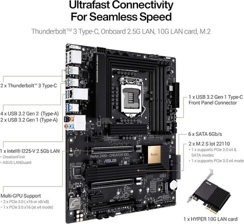 اللوحة الأم ASUS ProArt Z690-Creator WiFi 6E LGA 1700 (Intel 12th Gen) ATX Content Creator (PCIe 5.0، DDR5،2X Thunderbolt 4,10G&2.5G LAN، 4xM.2، اللوحة الأمامية USB 3.2 Gen2x2 Type-C Ports) in Saudi Arabia