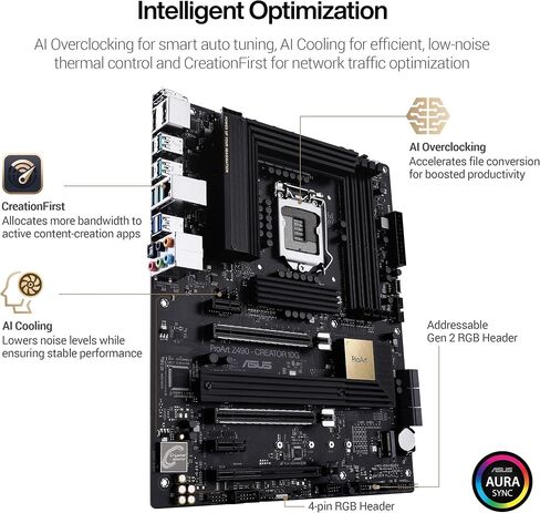 اللوحة الأم ASUS ProArt Z690-Creator WiFi 6E LGA 1700 (Intel 12th Gen) ATX Content Creator (PCIe 5.0، DDR5،2X Thunderbolt 4,10G&2.5G LAN، 4xM.2، اللوحة الأمامية USB 3.2 Gen2x2 Type-C Ports) in Saudi Arabia