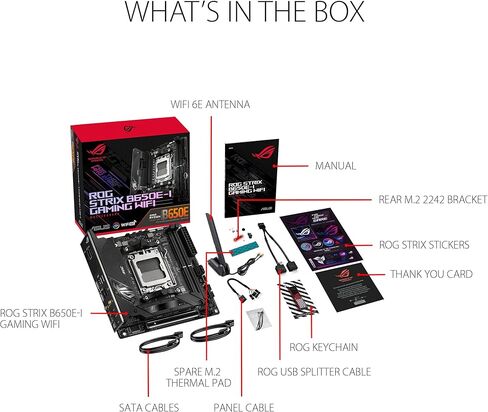 ASUS ROG Strix B650E-I Gaming WiFi 6E Socket AM5 Ryzen 7000 Mini-ITX Gaming Motherboard (PCIe 5.0,DDR5,10 + 2power Stages,2xM.2 Slots,USB 3.2 Gen 2x2 Type-C,WiFi 6E) in Saudi Arabia