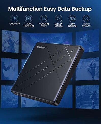 اوريكو محرك اقراص دي في دي بلو راي خارجي محمول 100G 6X UHD 4K مع كابل نوع سي 2 في 1 - اقراص بيرنز سي دي ال بي دي اكس ال - BRGU3-01 in Kuwait